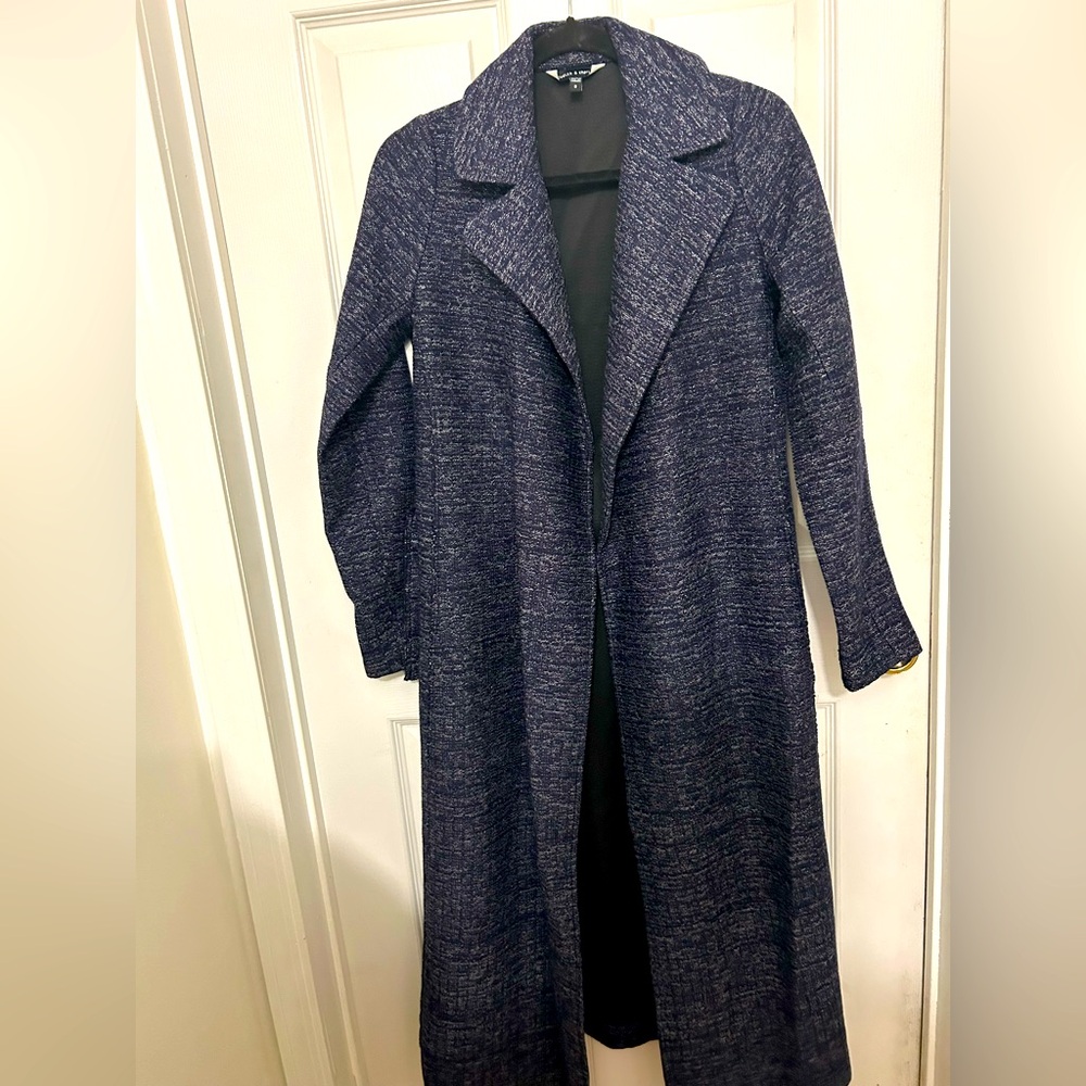 Long coat with belt navy blue